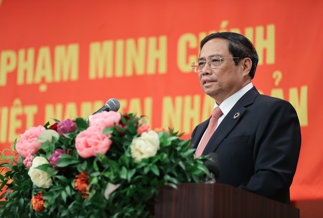 Thủ tướng Phạm Minh Chính bày tỏ vui mừng trước sự phát triển năng động của cộng đồng người Việt Nam tại Nhật Bản, nhất là trong 10 năm qua - Ảnh: VGP/Nhật Bắc